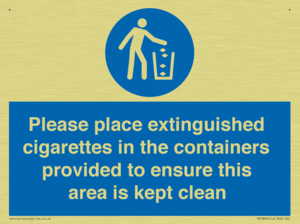 Please place extinguished cigarettes in the containers provided to ensure this area is kept clean